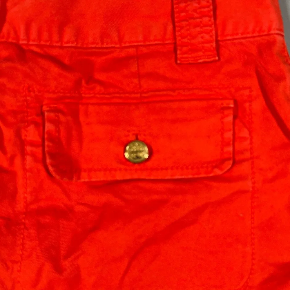 Tory Burch Cuffed Shorts Womens 27 Orange Cotton Stretch Zip Fly Casual Wear